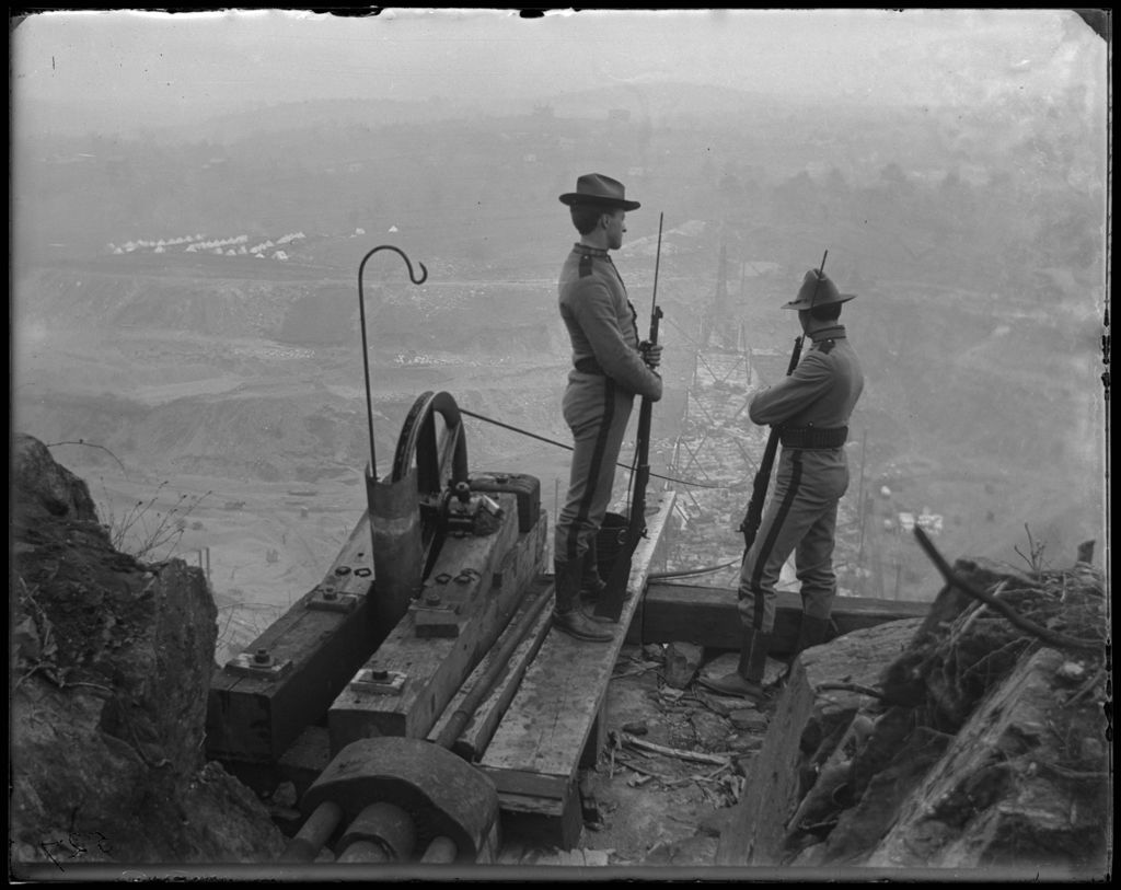 Soldiers at New Croton Dam construction