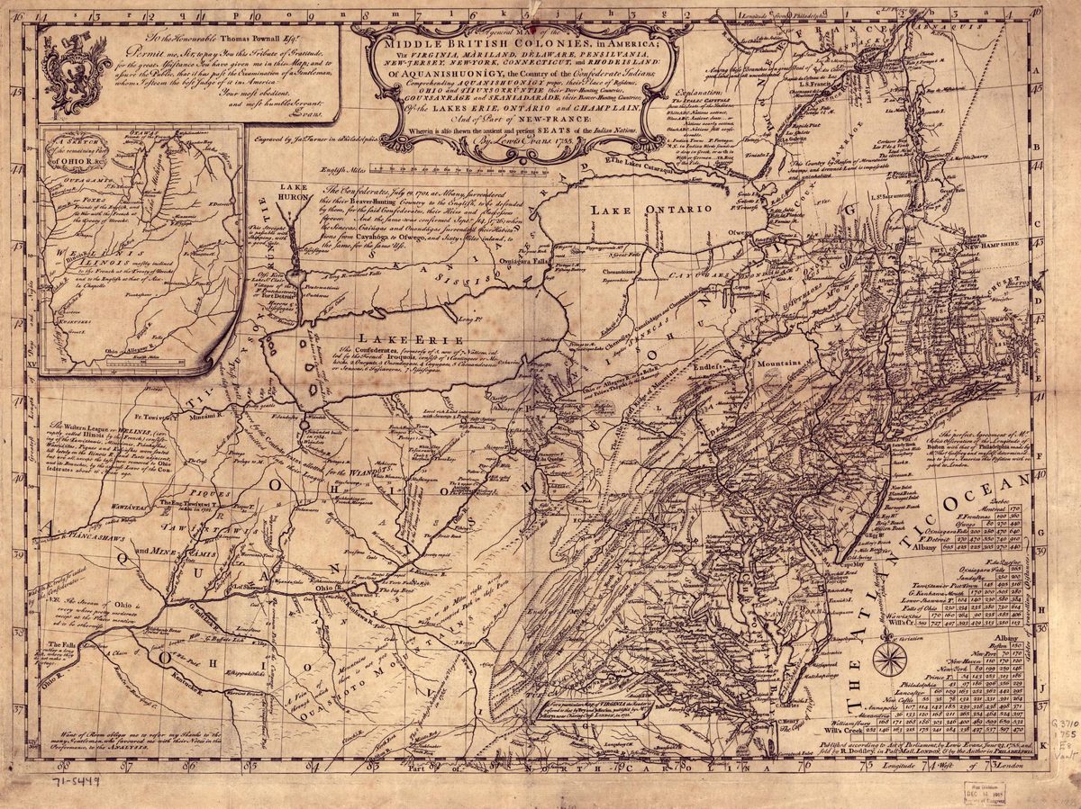 Mitchell Map of the Middle British Colonies (1755)