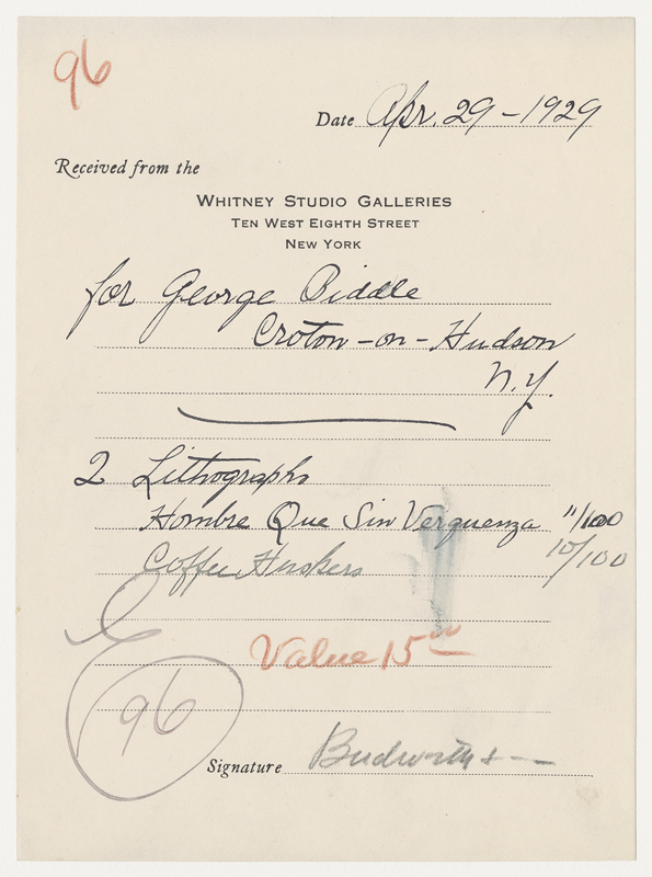 Receipt for George Biddle