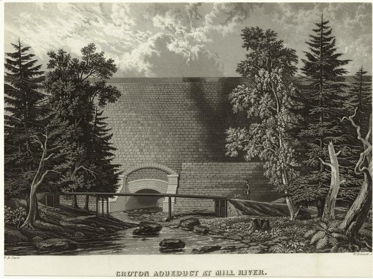 Croton Aqueduct at Mill River — Tower/Bennett Engraving (c.1843)