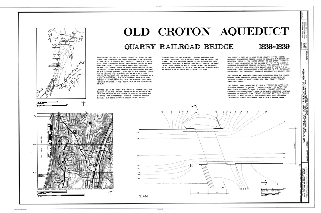 Old Croton Aqueduct, Quarry Railroad Bridge, Aqueduct Lane at Williams Street, Hastings-on-Hudson, Westchester County, NY HAER NY,60-HAST,1A- (sheet 1 of 2).tif