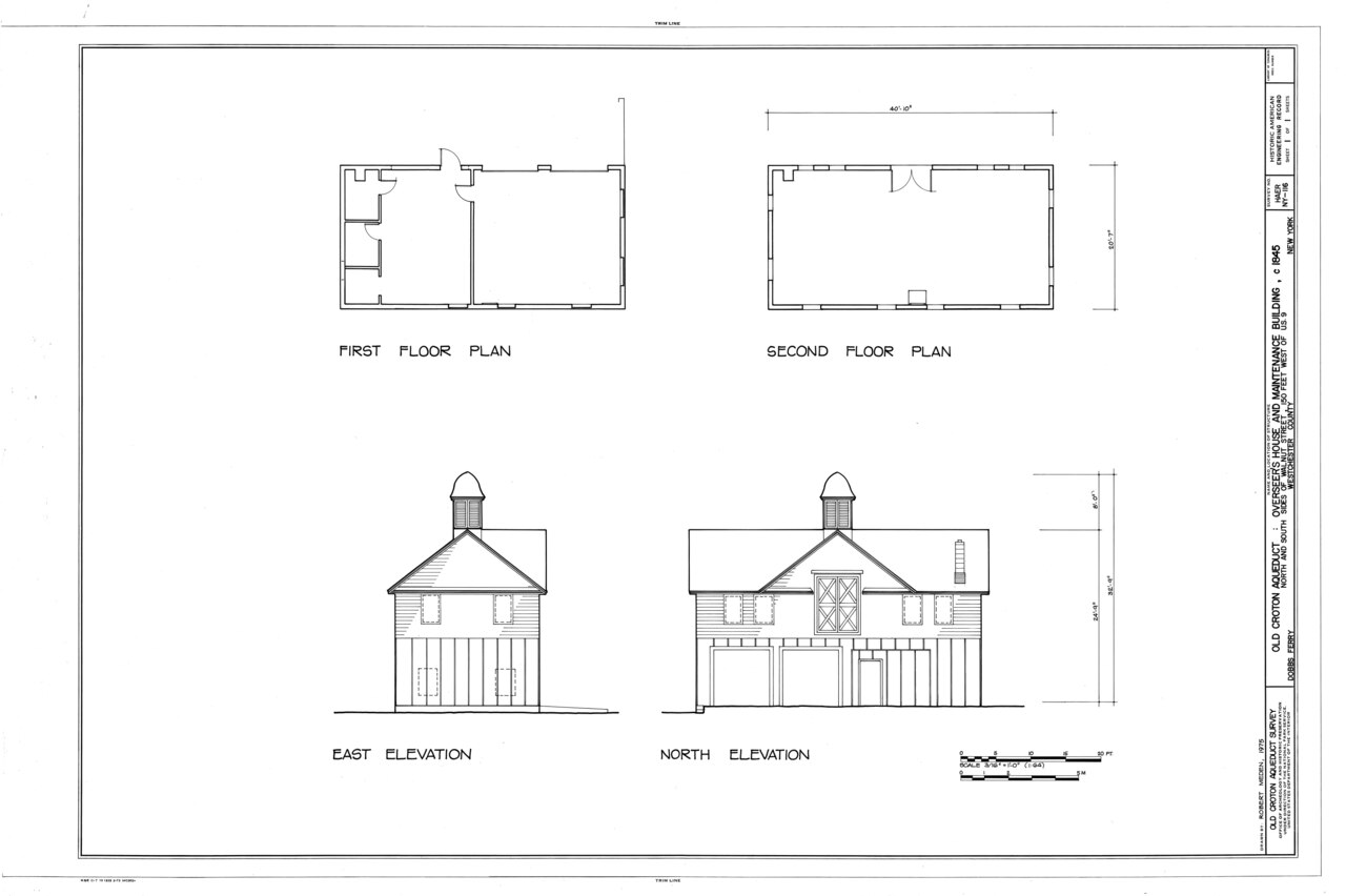 Old Croton Aqueduct, Maintenance Building, Walnut Street, Dobbs Ferry, Westchester County, NY HAER NY,60-DOBF,2B- (sheet 1 of 1).tif